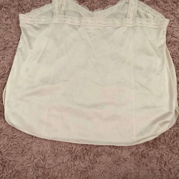 GreenCo Maid Vintage Cream Lace Coquette Dainty Camisole with Pink Bow Large - Picture 9 of 11